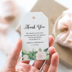 Etiquetas Para Regalos DEVON Suculento Rubor Floral Bridal Shower Favor