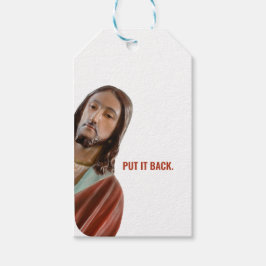 Etiquetas Para Regalos Devuélvalo Gracioso Jesús en el fondo blanco