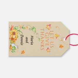 Etiquetas Para Regalos Día de Acción de Gracias Floral de la Calabaza de 
