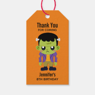 Etiquetas Para Regalos Día de cumpleaños de Halloween en el Monstruo Fran