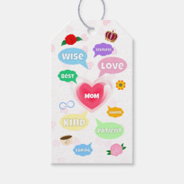 Etiquetas Para Regalos Día de la Madre Mejor Mamá Palabra Nubes Reina Cor