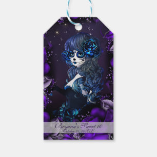 Etiquetas Para Regalos Día de la Muerte Chica Mexicana Fiesta de Cumpleañ