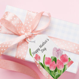 Etiquetas Para Regalos Día de las madres tulipanas rosadas