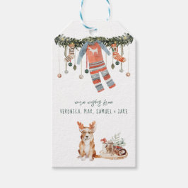 Etiquetas Para Regalos Día de Navidad y Alegría | Corgi Fiesta Navideña