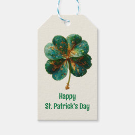 Etiquetas Para Regalos Día de San Patricio Feliz Elegante Trébol
