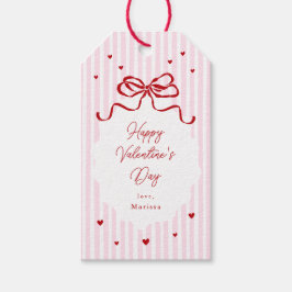 Etiquetas Para Regalos Día de San Valentín Corazones Lazo Rosa Rojo Capri