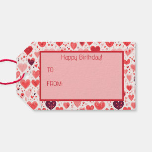 Etiquetas Para Regalos Día de San Valentín Corazones Rojos y Rosas