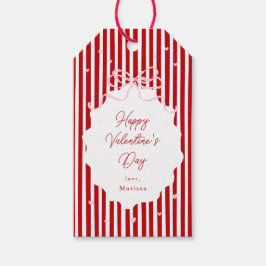 Etiquetas Para Regalos Día de San Valentín Feliz Corazones Lazo Rosa Rojo