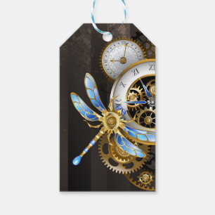Etiquetas Para Regalos Diales Steampunk con libélula