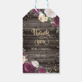 Etiquetas Para Regalos Diamantes de oro Flores de Borgoña Madera