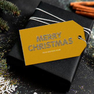 Etiquetas Para Regalos Diamantes Elegantes Feliz Navidad Negocio Amarillo