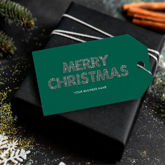 Etiquetas Para Regalos Diamantes Elegantes Verde Feliz Navidad Negocios