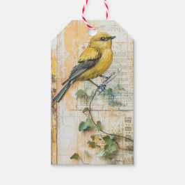Etiquetas Para Regalos Diario de basura de pájaro amarillo soleado II