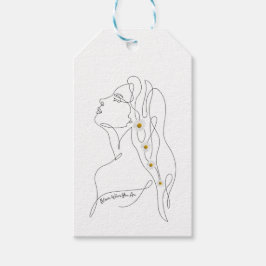 Etiquetas Para Regalos Dibujo de arte de línea de mujer - Bloom donde est