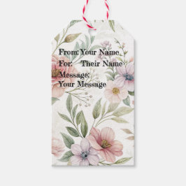 Etiquetas Para Regalos Dibujo de patrón de flores Mensaje personalizado p