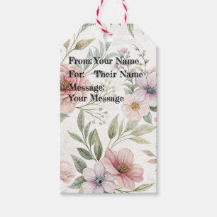 Etiquetas Para Regalos Dibujo de patrón de flores Mensaje personalizado p