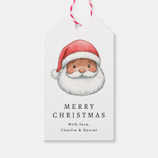 Etiquetas Para Regalos Dibujo de Santa Claus adorable Feliz Navidad