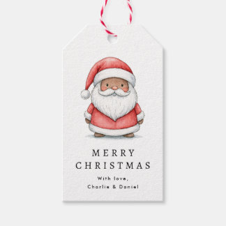 Etiquetas Para Regalos Dibujo de Santa Claus adorable Feliz Navidad
