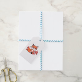 Etiquetas Para Regalos Dibujo de zorro Kawaii lindo con hongos de dibujos