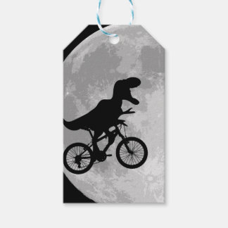 Etiquetas Para Regalos Dinosaurio en bicicleta en cielo con luna