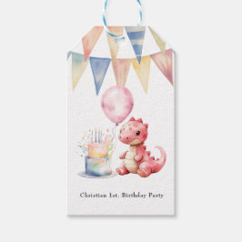 Etiquetas Para Regalos Dinosaurio rojo pintado uno fiesta de cumpleaños d