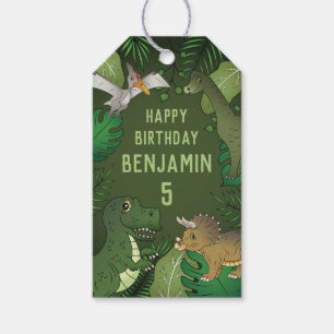 Etiquetas Para Regalos Dinosaurios Verdes Niños Cumpleaños Con Nombre Y E