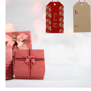 Etiquetas Para Regalos Dios Jul blanco grita en rojo -