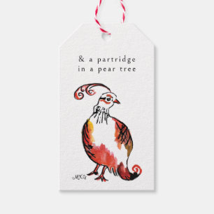 Etiquetas Para Regalos Dirección de naranja Partridge Cute con iluminació