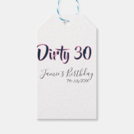 Etiquetas Para Regalos Dirty 30 happy birthday name date pink gray callig