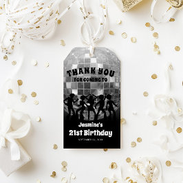 Etiquetas Para Regalos Discoteca del 70 cumpleaños Purpurina Silver Ball 