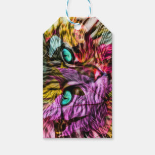 Etiquetas Para Regalos Diseño artístico de color gato kitsch