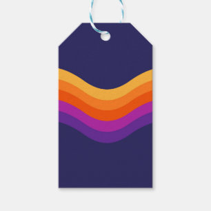 Etiquetas Para Regalos Diseño colorido y sencillo de ondas retro