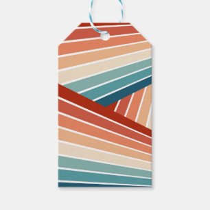 Etiquetas Para Regalos Diseño de arco iris diagonal de color retro