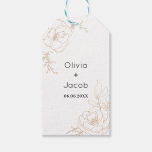 Etiquetas Para Regalos Diseño de Boda floral de flores en florines dorado