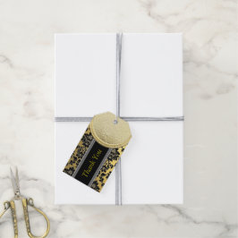 Etiquetas Para Regalos Diseño de damascos en negro y oro