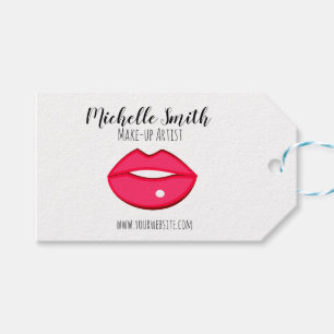 Etiquetas Para Regalos Diseño de labios rosados calientes Artista de maqu