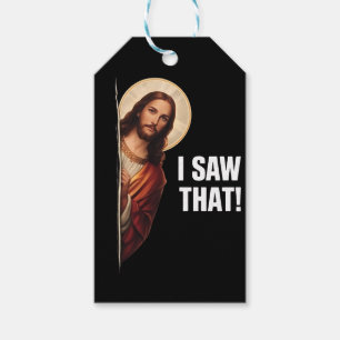 Etiquetas Para Regalos Diseño de meme cristiano divertido de Jesús "Lo vi