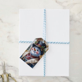 Etiquetas Para Regalos Diseño de Navidad de muñeco de nieve victoriano