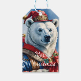 Etiquetas Para Regalos Diseño de Navidad del Santa de oso polar