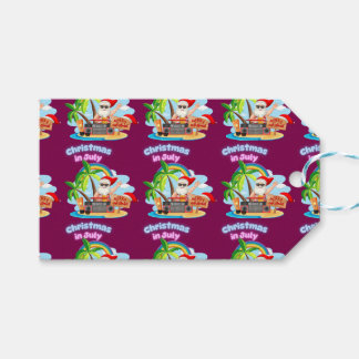 Etiquetas Para Regalos Diseño de Santa Tropical Navidad en Julio en la Pl
