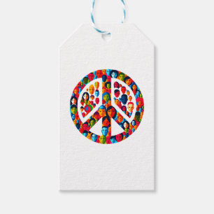 Etiquetas Para Regalos Diseño de signo de paz de unidad global de diversi