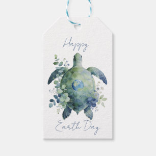 Etiquetas Para Regalos Diseño de Tortuga del Día de la Tierra Feliz