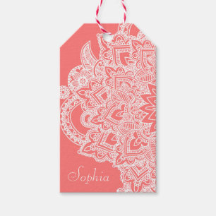 Etiquetas Para Regalos Diseño dibujado mano de moda linda de la alheña de