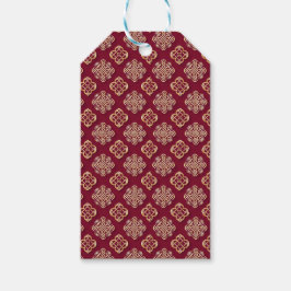 Etiquetas Para Regalos Diseño elegante con patrón rojo y dorado