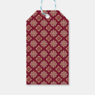 Etiquetas Para Regalos Diseño elegante con patrón rojo y dorado