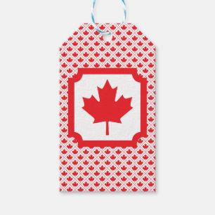 Etiquetas Para Regalos Diseño rojo y blanco de hoja de arce canadiense