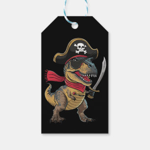 Etiquetas Para Regalos Disfraz divertido de dinosaurio T-Rex pirata para