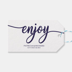 Etiquetas Para Regalos Disfruta de Favor de Boda de Caligrafía Chic