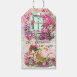 Etiquetas Para Regalos Disfruta Del Paseo | Bicicleta acuarela con flores