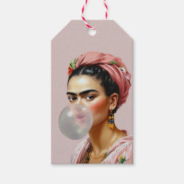 Etiquetas Para Regalos Diva con cicatriz floral que sopla chicle